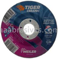 Weiler 58325 4-1/2" x 1/4" TIGER CERAMIC Type 27 Grinding Wheel CER24R 7/8 AH