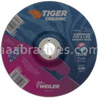Weiler 58331 7" x 1/4" TIGER CERAMIC Type 27 Grinding Wheel CER24R 7/8 AH