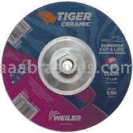 Weiler 58332 7" x 1/4" TIGER CERAMIC Type 27 Grinding Wheel CER24R 5/8-11 Nut