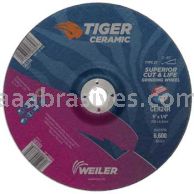 Weiler 58333 9" x 1/4" TIGER CERAMIC Type 27 Grinding Wheel CER24R 7/8 AH
