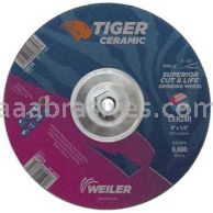 Weiler 58334 9" x 1/4" TIGER CERAMIC Type 27 Grinding Wheel CER24R 5/8-11 Nut