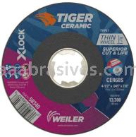 Weiler 58340 4-1/2 x .045 TIGER CERAMIC Type 1 Cutting Wheel CER60S X-LOCK Arbor Hole