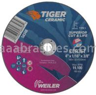 Weiler 58348 4" x 1/16" TIGER CERAMIC Type 1 Cut-Off Wheel CER36T 3/8" AH