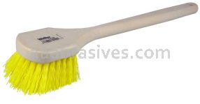Weiler 79109 20" Utility Scrub Brush Yellow Polypropylene Fill Long Handle Foam Block