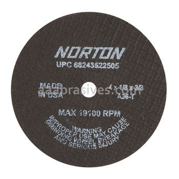 Norton 4 x 1/8 x 3/8 57A364-TB25N/D Sides Reinforced Type 01 Straight Wheels