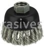 Weiler 13258 2-3/4" Single Row Knot Wire Cup Brush .020" Stainless Steel Fill 5/8"-11 UNC Nut