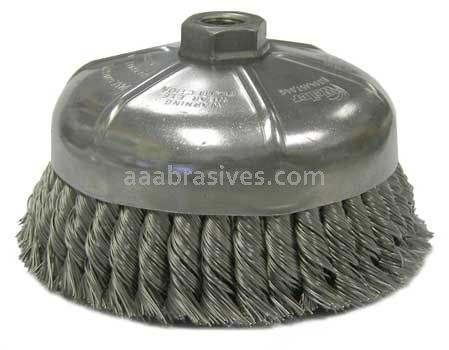 Weiler 12376 6" Single Row Knot Wire Cup Brush .023" Steel Fill 5/8"-11 UNC Nut