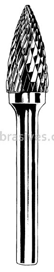 Dynabrade Carbide Burr 3 mm Dia. SG-44 D/C Burr Tree-Radiused End 13 mm Flute L 3 mm Shank