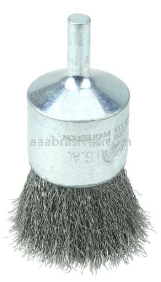 Weiler 36285 Wolverine 1" Crimped Wire End Brush .006" Stainless Steel Fill 1/4" Stem