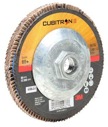 3M™ 7010327061 4-1/2 x 5/8-11 60+ Grit 967A T27 Giant Cubitron™ II Flap Disc