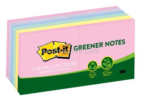 Post-it&trade; Greener Notes 654-RP-A 3 in x 3 in Helsinki Collection 3M 7100160550