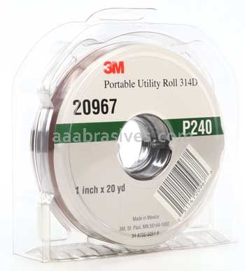 3M™ 7010290604 1 x 20 yds P240 Grit J-weight 314D Portable Utility Cloth Roll