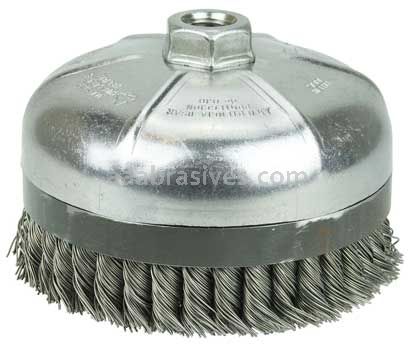 Weiler 12120 5" Single Row Knot Wire Cup Brush Banded .023" Steel Fill 5/8"-11 UNC Nut