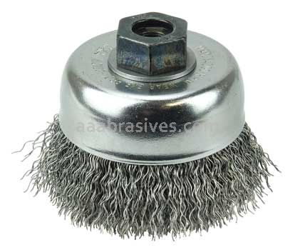 Weiler 13240 3" Crimped Wire Cup Brush .014" Steel Fill M10x1.25 Nut