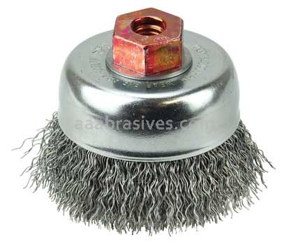 Weiler 13241 3" Crimped Wire Cup Brush .014" Steel Fill M10x1.50 Nut