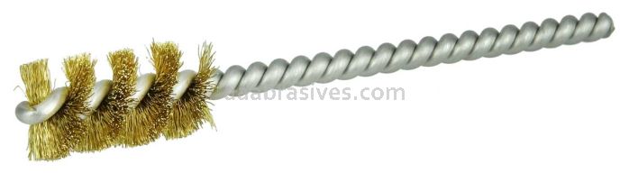 Weiler 21332 1/4" Power Tube Brush .004" Brass Wire Fill 1" Brush Length
