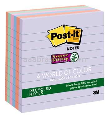 Post-it™ Super Sticky Recycled Notes 675-6SSNRP 4 in x 4 in Bali Collection 3M 7010311465