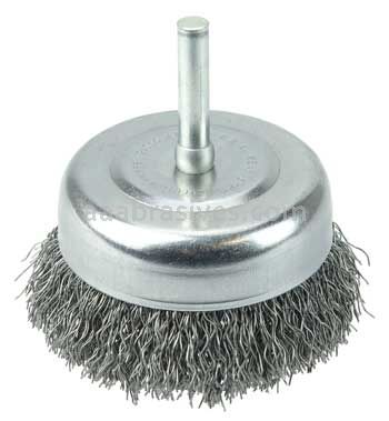 Weiler 14317 2-1/2" Crimped Wire Utility Cup Brush .014" Steel Fill 1/4" Stem