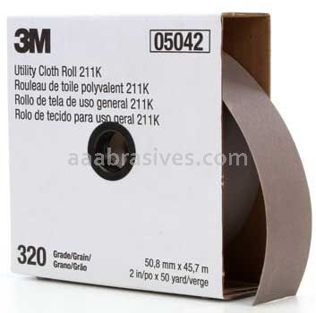 3M&trade; 7000118352 2 x 50 yds 320 Grit J-weight 211K Utility Cloth Roll