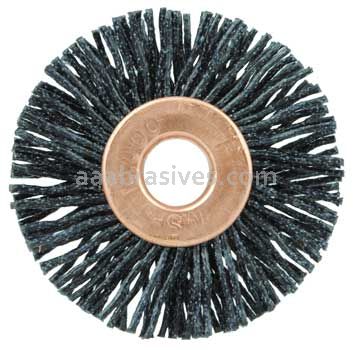 Weiler 17551 Burr-Rx 1-1/4" Small Diameter Wheel Brush .026/120 CG Crimped Fill 1/4" Arbor Hole