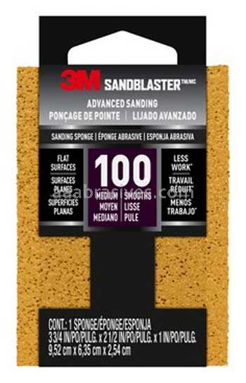 3M&trade; 7000047820 SandBlaster&trade; Advanced Sanding Sanding Sponge 3-3/4x2-1/2x1 100 Grit