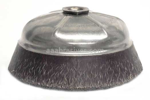 Weiler 35006 6" Polyflex Encapsulated Crimped Wire Cup Brush .020" Steel Fill 5/8"-11 UNC Nut