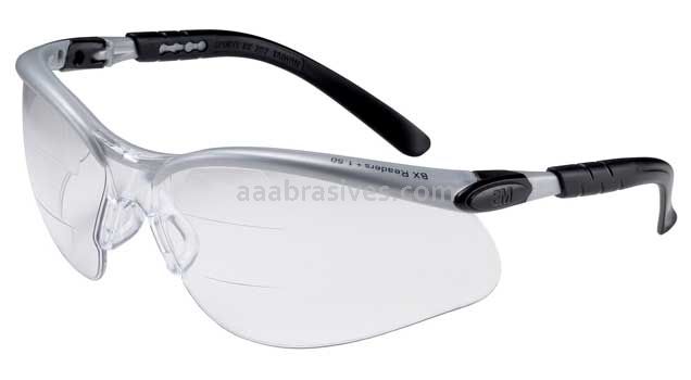 3M™ 7000127661 BX™ Dual Reader Protective Eyewear 11457-00000-20 Clear Anti-Fog Lens Silver/Black Frame +1.5 Top/Bottom Diopter