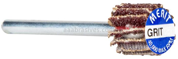 Merit Abrasives 08834137483 5/8 x 5/8 x 1/8 Small Diameter Flap Wheels With 1/8" Steel Shank 180 Grit Merit Aluminum Oxide