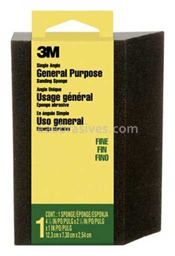 3M™ 7100101245 General Purpose Sanding Sponge Single Angle 2-7/8x4-7/8x1 Fine