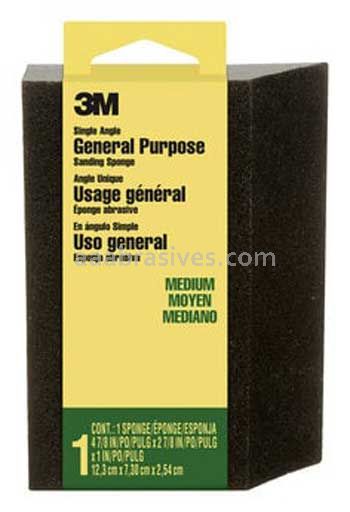 3M™ 7100101246 General Purpose Sanding Sponge Single Angle 2-7/8x4-7/8x1 Medium