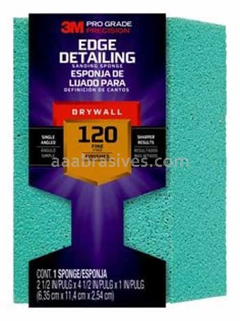 3M™ 7010416413 Pro Grade Precision™ Drywall Edge Detailing Angled Sanding Sponge 2-1/2x4-1/2x1 Fine