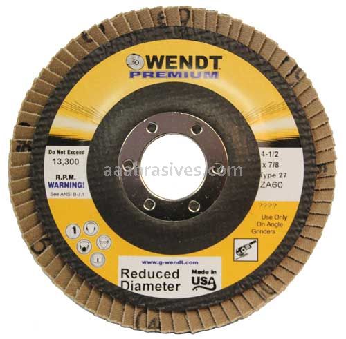 Wendt Abrasives 240132 Reduced Backing Zirconia Flap Disc 5" x 7/8" - Type 27 FG ZA40