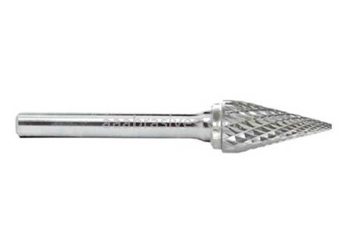 SM-53 3/16x1/2x1/8 Cone Double Cut Carbide Burr