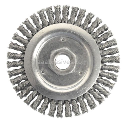 4x1/2-3/8 AH Stringer Bead Knot Wire Wheel 020 ga Stainless