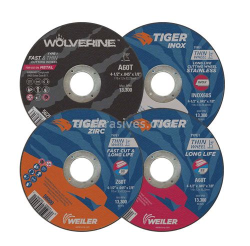 Weiler 56083 - 4" x 1/16" A36T, 1/4" A.H., Type 1 Cut-Off Wheel - 012382560836