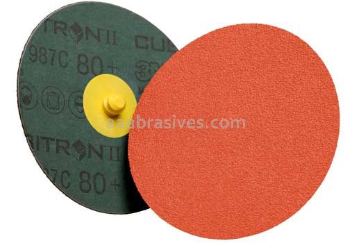 3M&trade; 7100215962 1-1/2" 80+ Grit TR 987C Cubitron&trade; II Roloc&trade; Fibre Disc