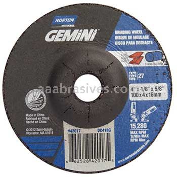 Norton Abrasives 66252842017 4 x 1/8 x 5/8 Norton Gemini Mini Disc Type 27 Depressed Center Wheels