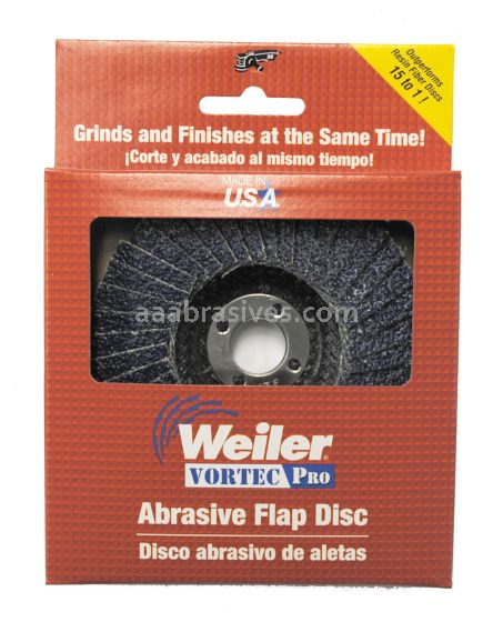 Weiler 30825 - 4" 60Z, 5/8" A.H., Vortec Pro Abrasive Flap Disc, Phenolic Backing - 012382308254