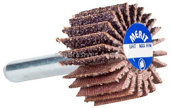 Merit Abrasives 08834137311 1 x 1 x 1/4 Small Diameter Flap Wheels With 1/4" Steel Shank 80 Grit Merit High Performance Ceramic/AO