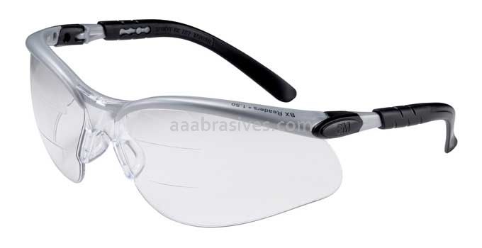 3M™ 7000127662 BX™ Dual Reader Protective Eyewear 11458-00000-20 Clear Anti-Fog Lens Silver/Black Frame +2.0 Top/Bottom Diopter