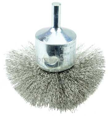 Weiler 10048 2-3/4" Circular Flared Crimped Wire End Brush .008" Stainless Steel Fill