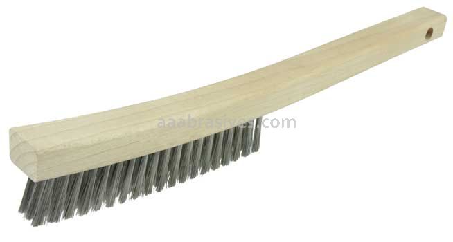 Weiler 44660 Plater's Brush Stainless Steel Fill 3 x 19 Rows Curved Handle