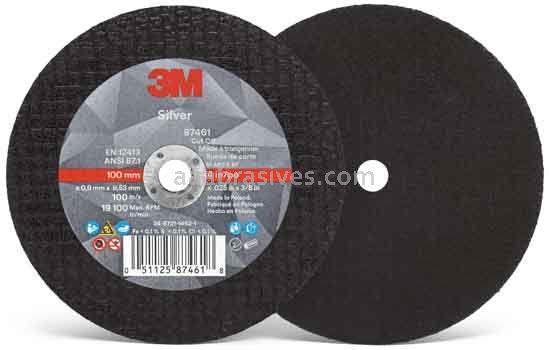 3M™ 7100139214 4 x .035 x 3/8 Type 1 Silver Cut-Off Wheel 87461