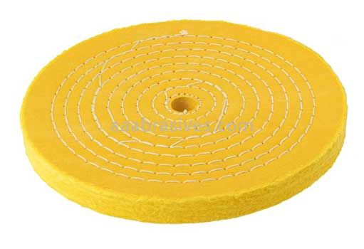 Unmounted Buffing Wheel 8" Dia. 5/8" Arbor Hole 50 Ply Spiral Sewn 158-Y Treated Yellow