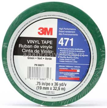 3M&trade; 7010302436 Vinyl Tape 471 Green 3/4" x 36 yards