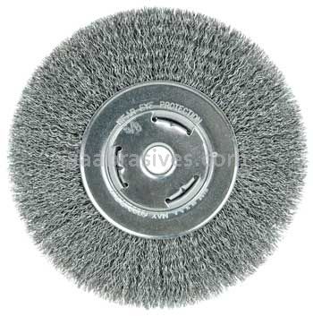 Weiler 06655 Wolverine 7" Wide Face Bench Grinder Wheel .014" Crimped Steel Wire Fill 5/8" Arbor Hole