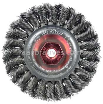 Weiler 13115 Standard Twist Knot Wire Wheel 4" .020" Steel Fill M10x1.50 Nut