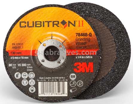 3M™ 7100086892 4 x 1/4 x 5/8 T27 Cubitron™ II Depressed Center Grinding Wheel 78468