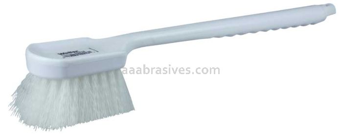 Weiler 44418 20" Utility Scrub Brush White Nylon Fill Long Handle Plastic Block