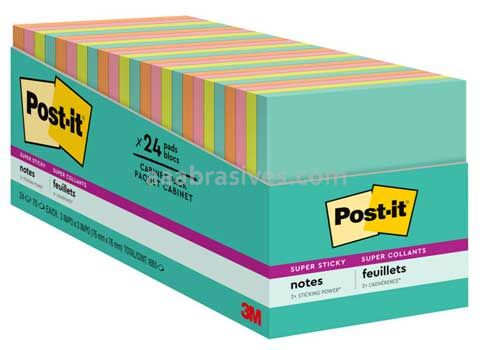 Post-it™ Super Sticky Notes 654-24SSMIA-CP 3 in x 3 in Miami Collection 3M 7100088872